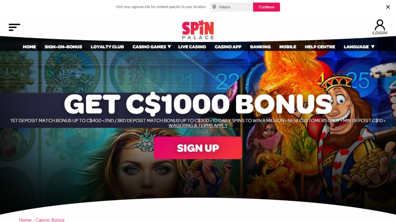 Spin palace bonuses